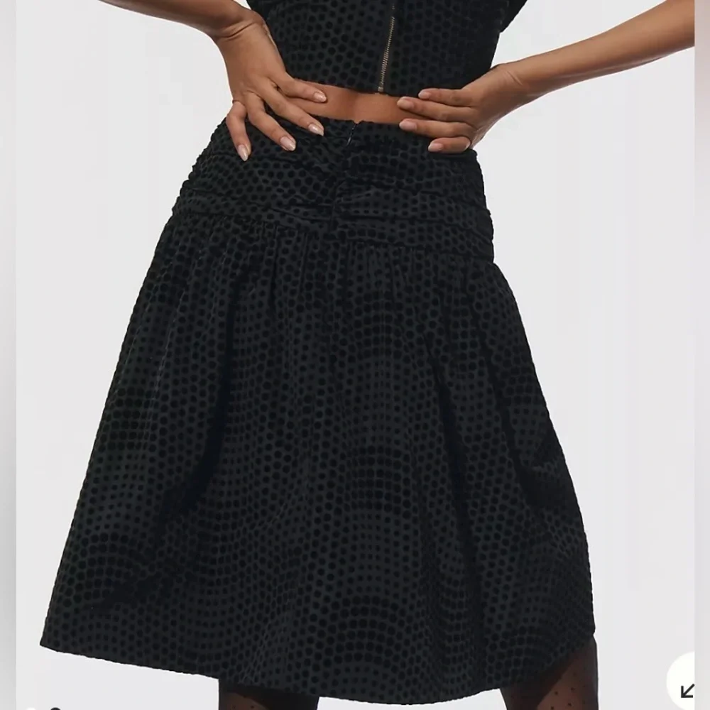 Maeve Black Polka Dot Taffeta Midi Skirt